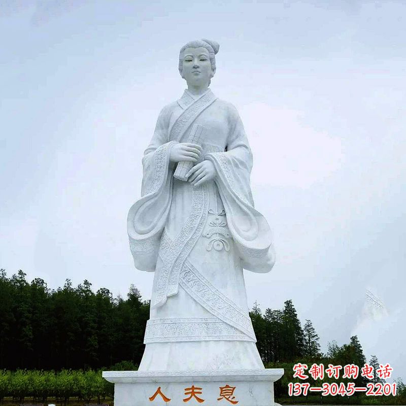 黄冈桃花夫人息妫汉白玉雕塑-景区园林历史名人古代著名美女雕像