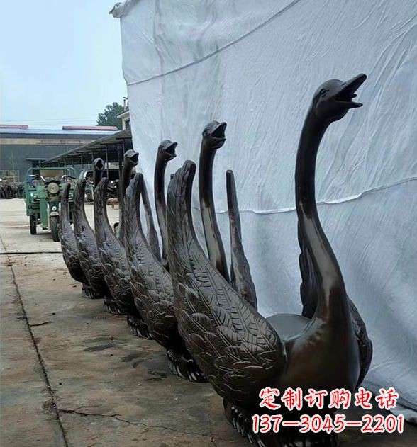 黄冈天鹅喷泉铜雕,园林喷泉水景流水组件