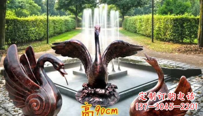 黄冈天鹅喷泉铜雕塑