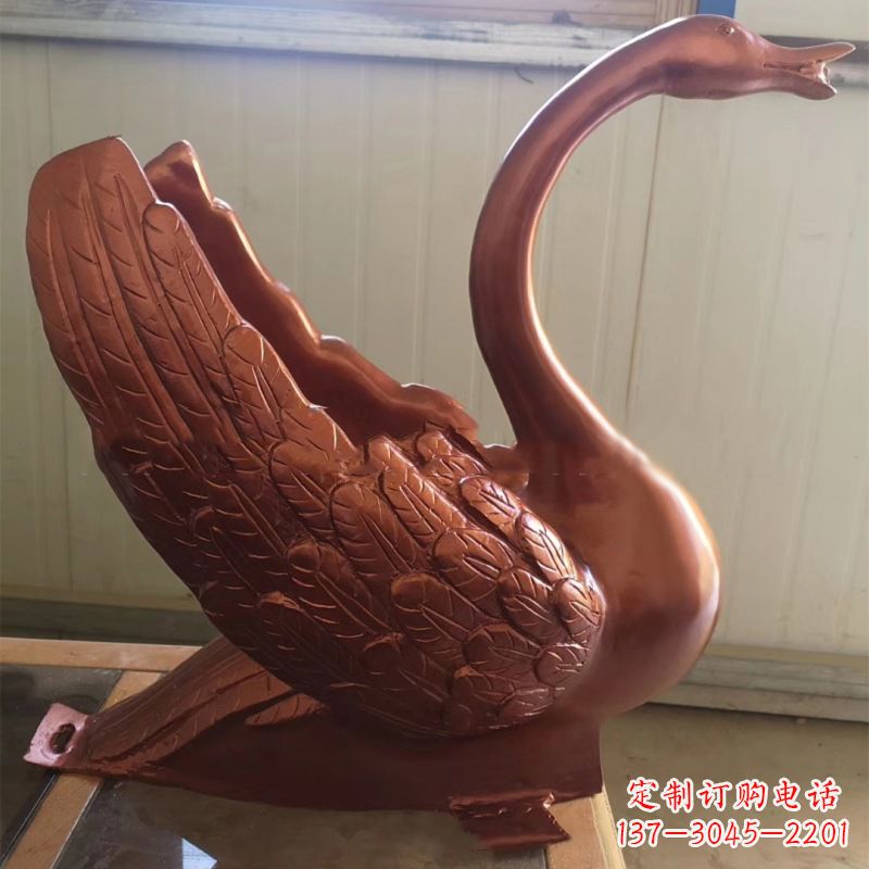 黄冈天鹅铜雕塑,喷泉吐水天鹅装饰摆件