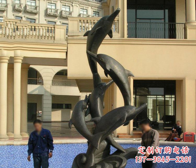 黄冈跳跃海豚景观铜雕