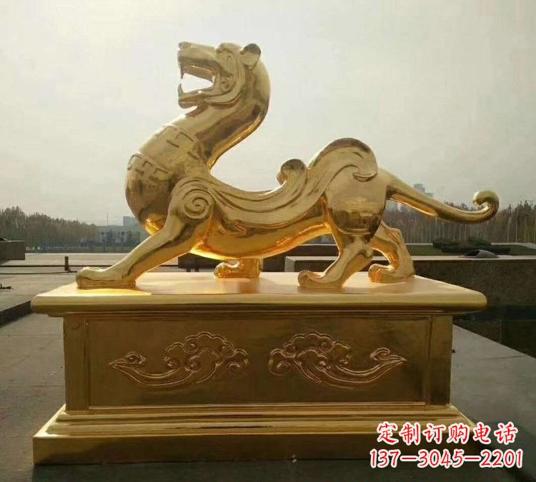 黄冈贴金古代神兽青龙雕塑