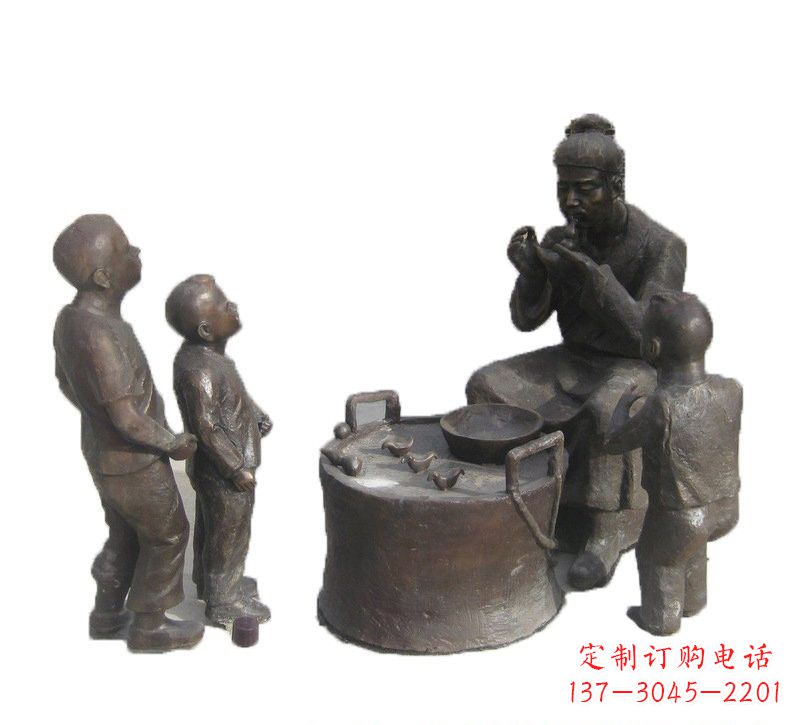黄冈铜雕吹糖人的古代人物