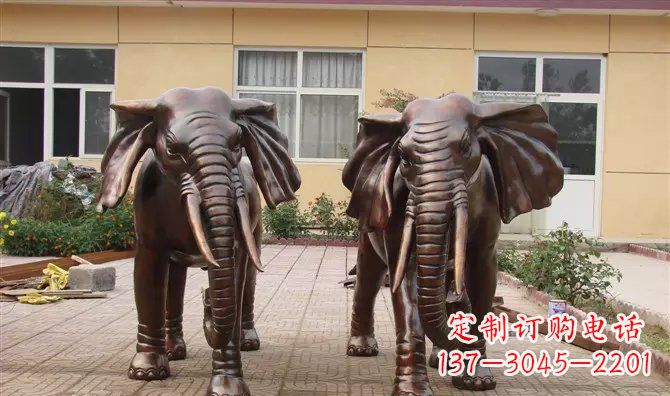 黄冈铜雕大象公司门口动物雕塑