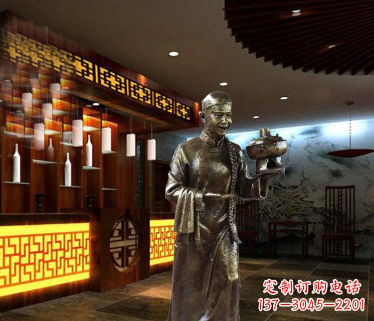 黄冈铜雕店小二小品人物雕塑