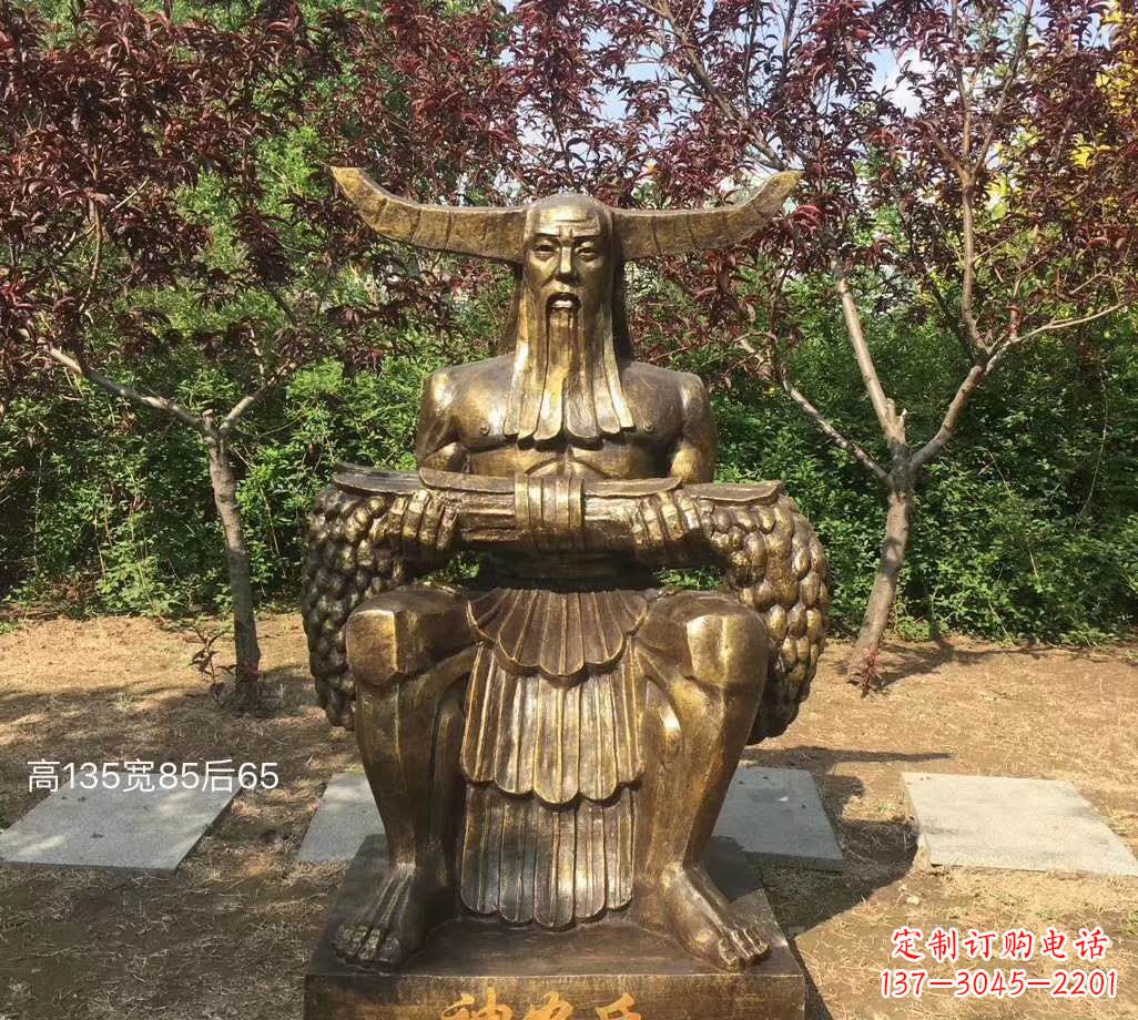 黄冈铜雕古代神农氏人物雕塑