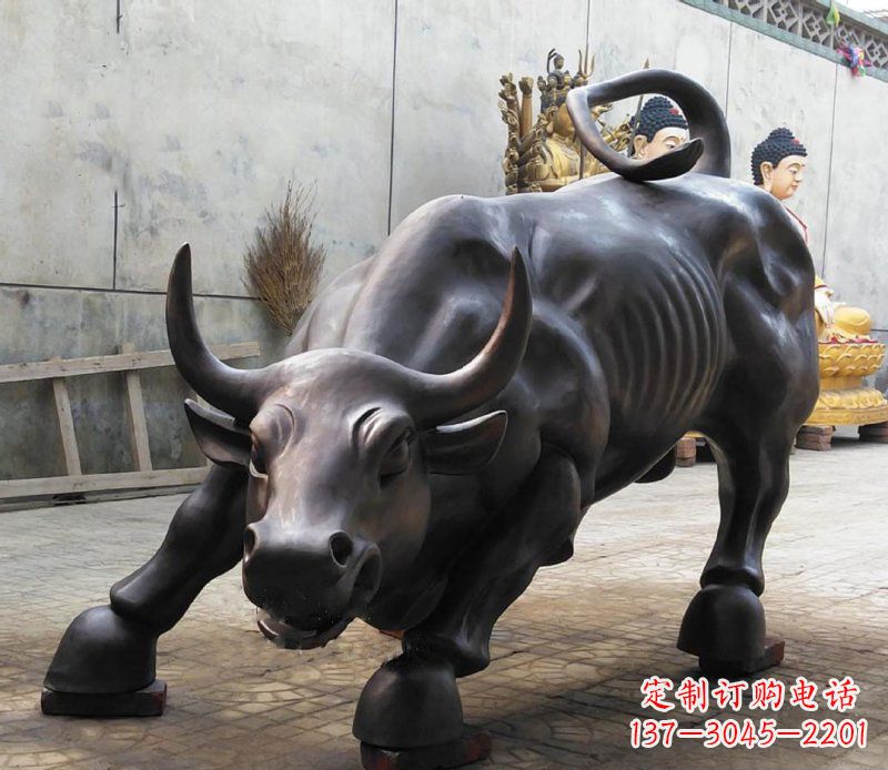 黄冈铜雕广场华尔街动物牛 (2)