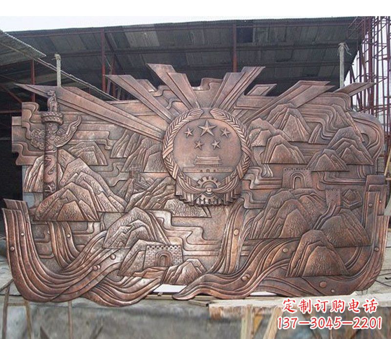 黄冈铜雕广场军人壁画雕塑摆件