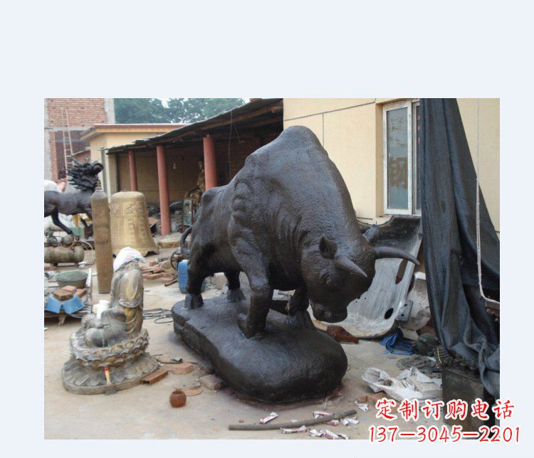 黄冈铜雕广场水牛动物雕塑