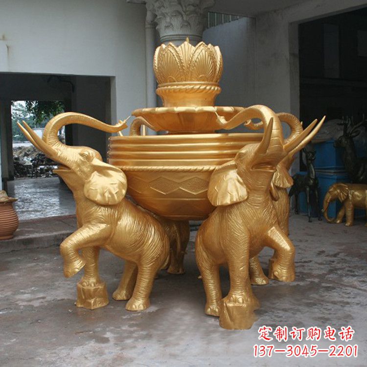 黄冈铜雕喷水大象雕塑