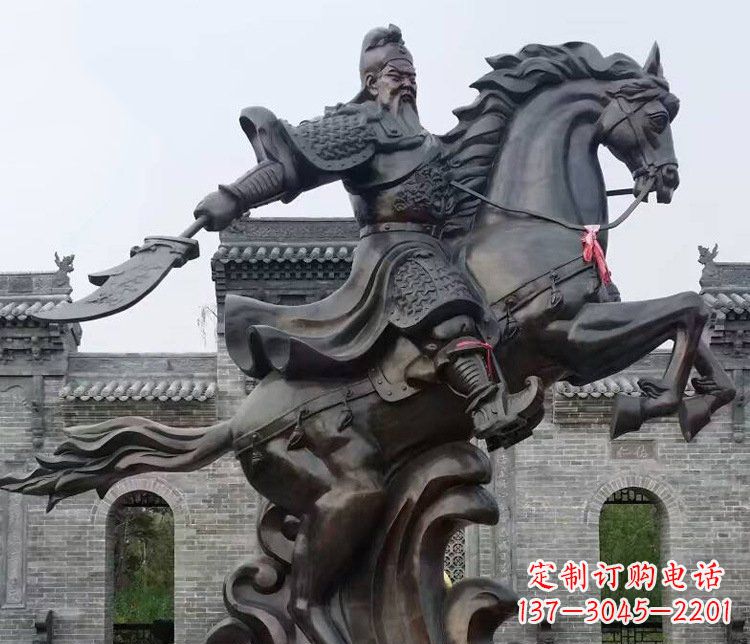 黄冈铜雕骑马关公广场历史人物雕塑