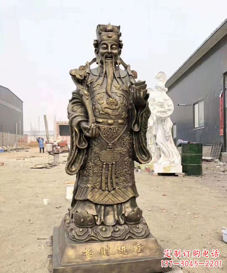 黄冈铜雕寺庙财神雕塑