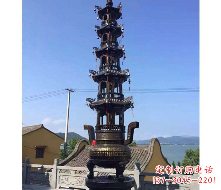 黄冈铜雕寺庙大型多层香炉