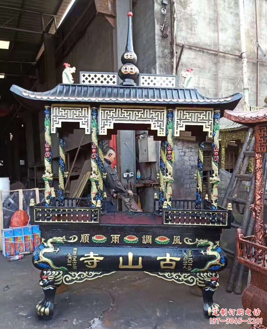 黄冈铜雕香炉寺庙景观雕塑