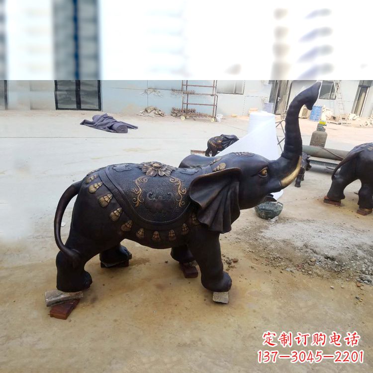 黄冈铜雕小象雕塑摆件