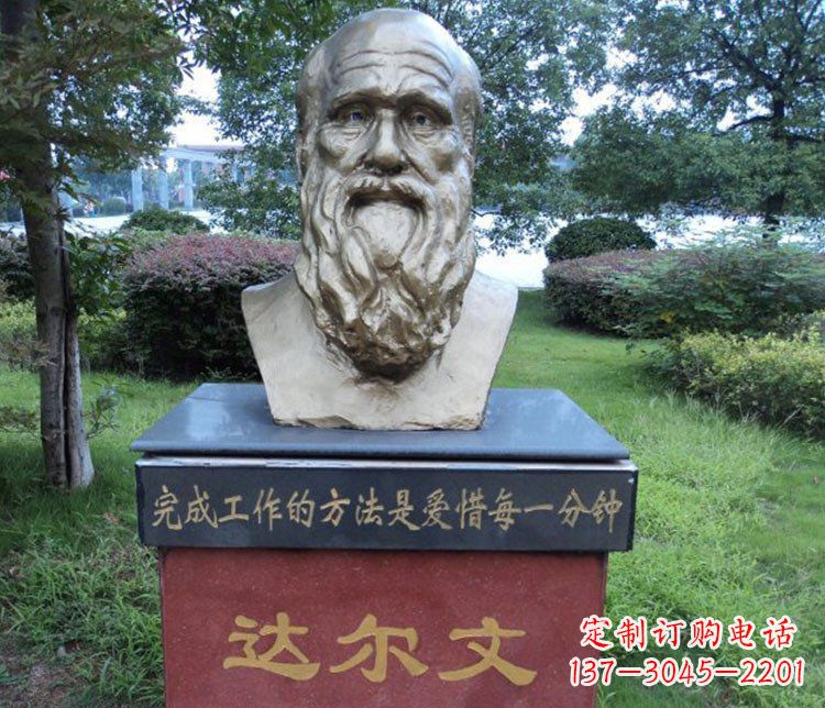 黄冈铜雕校园达尔文肖像雕塑