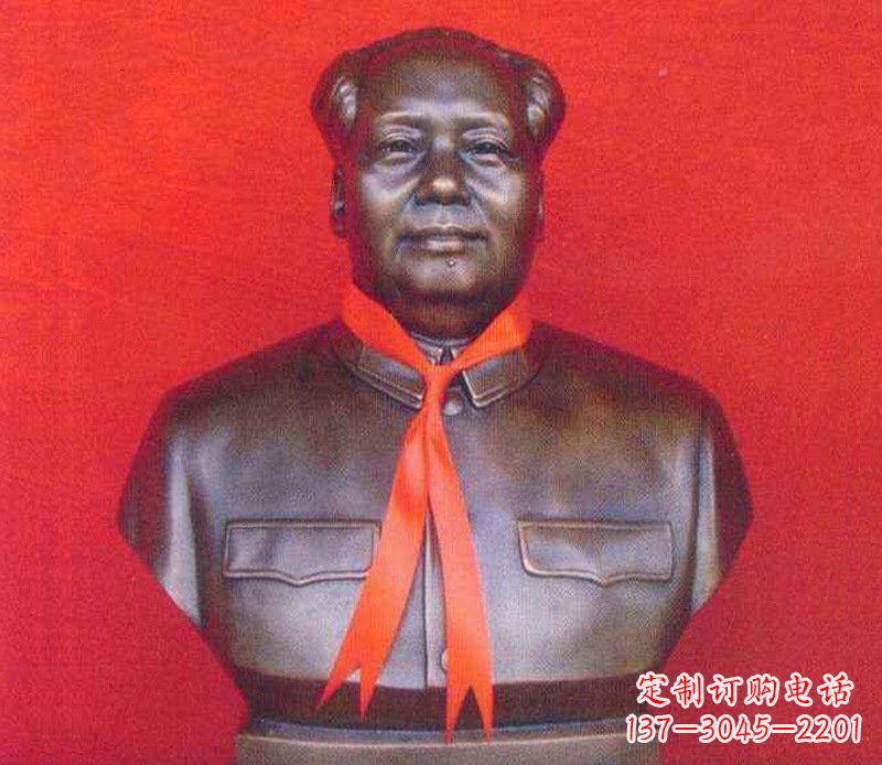 黄冈铜雕校园红领巾主席雕塑摆件