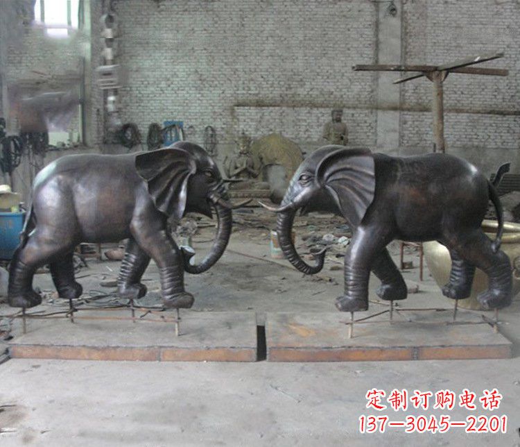 黄冈铜雕园林动物大象雕塑 (2)