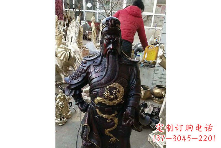 黄冈铜雕镇宅关公寺庙神像雕塑摆件 (4)