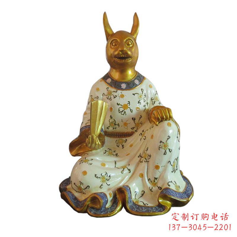 黄冈兔-玻璃钢彩绘生肖雕塑