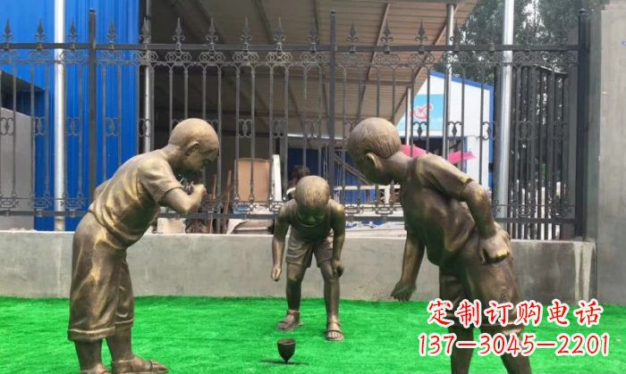 黄冈玩陀螺儿童铜雕
