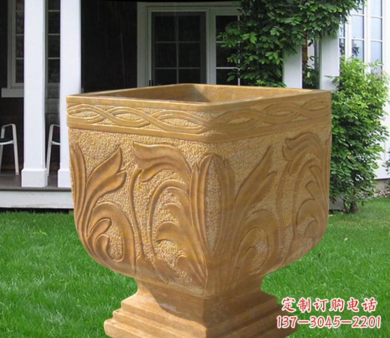 黄冈晚霞红雕刻景观花盆雕塑