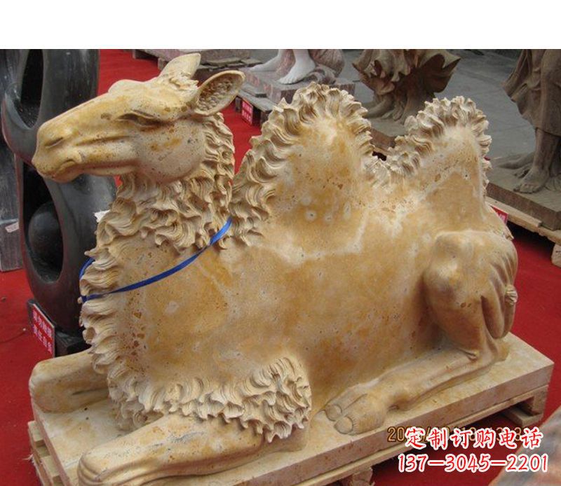 黄冈晚霞红动物骆驼石雕