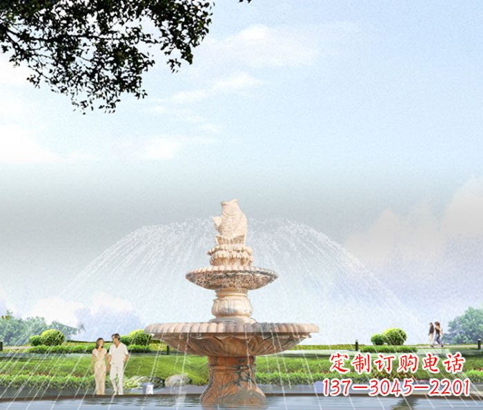 黄冈晚霞红多层大型石雕喷泉 (4)