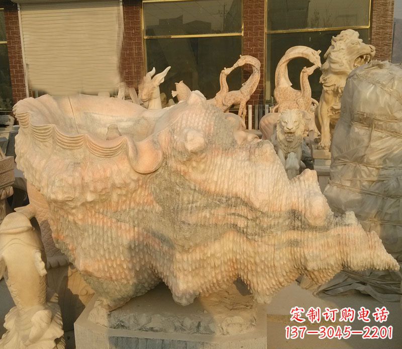 黄冈晚霞红海螺石雕
