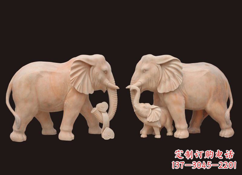 黄冈晚霞红母子大象雕塑