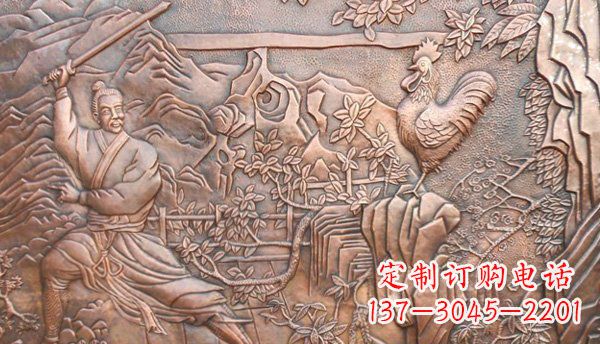 黄冈闻鸡起舞黄铜壁画铜浮雕