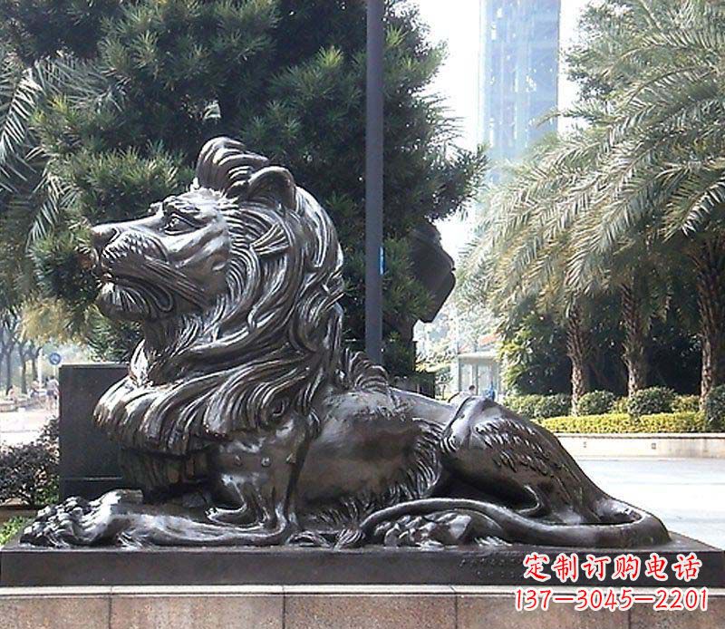 黄冈卧着的西洋狮看门狮子铜雕