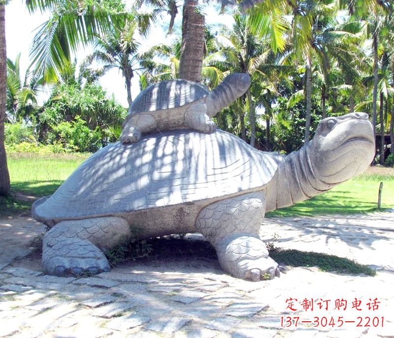 黄冈乌龟母子石雕