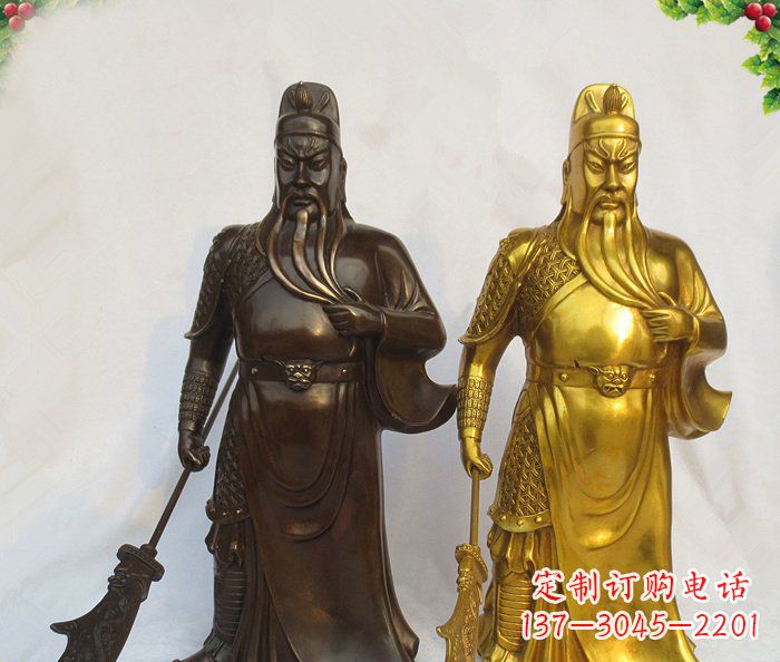 黄冈武财神持刀关公铜雕 (2)