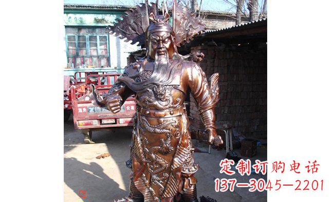 黄冈武财神持刀关公铜雕 (3)