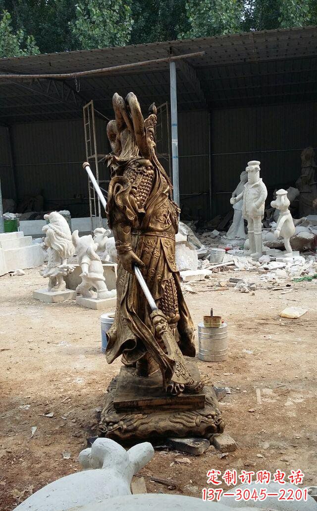 黄冈武财神关公玻璃钢仿铜雕塑