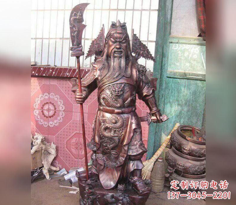 黄冈武财神关公提刀铜雕
