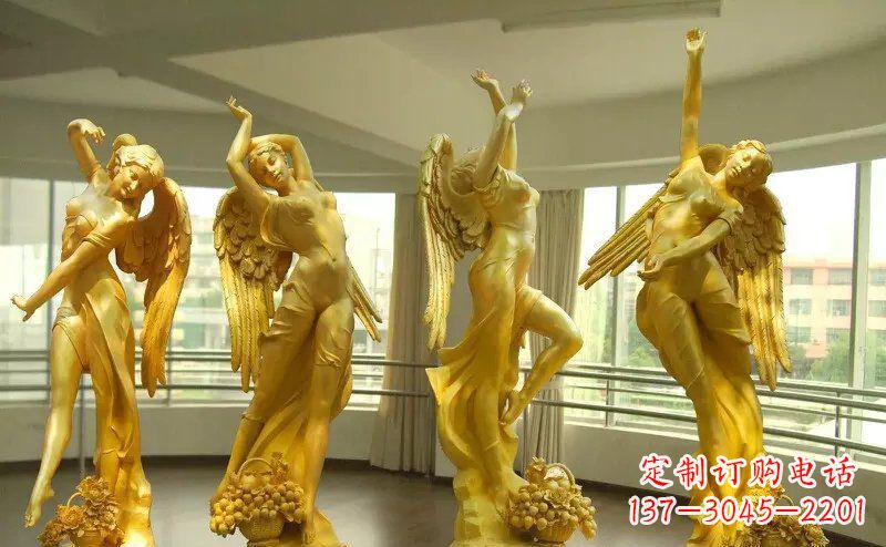 黄冈舞蹈四女神玻璃钢仿铜人物雕塑