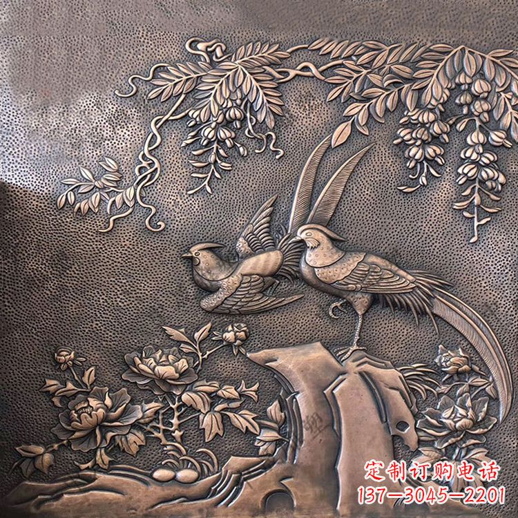 黄冈喜鹊紫铜浮雕装饰画