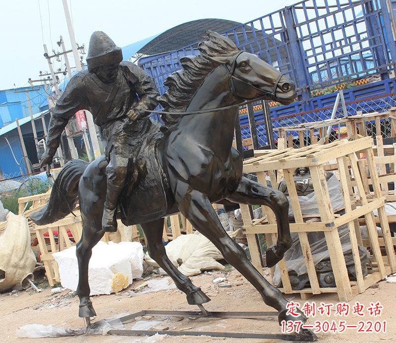 黄冈现代骑马人物公园景观铜雕