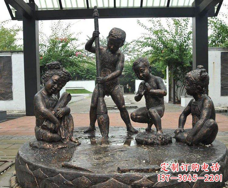 黄冈小孩写大字铜雕小品