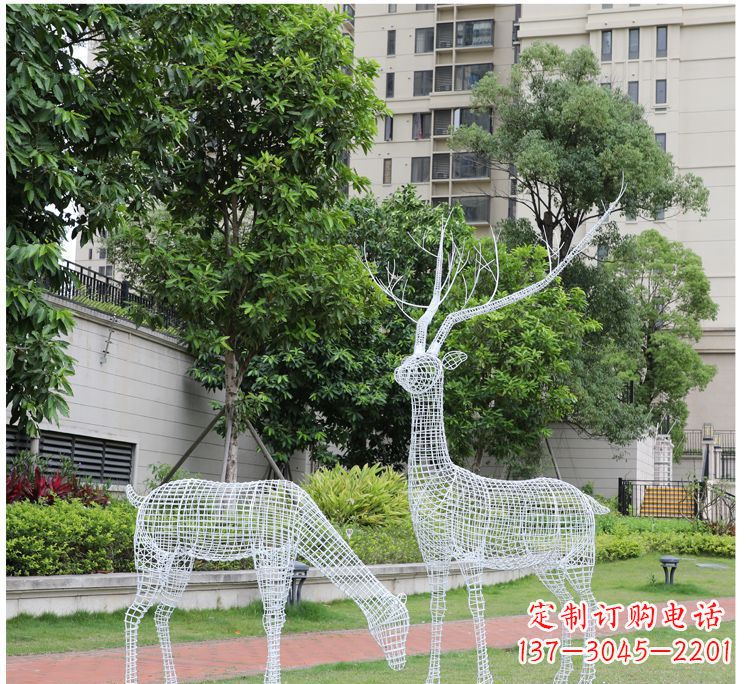 黄冈小区不锈钢镂空梅花鹿鹿雕塑