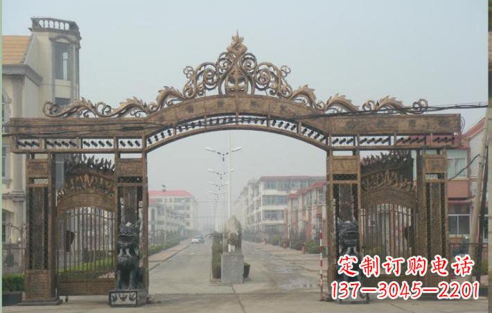 黄冈小区不锈钢门口牌坊雕塑