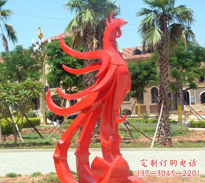 黄冈小区抽象不锈钢凤凰雕塑