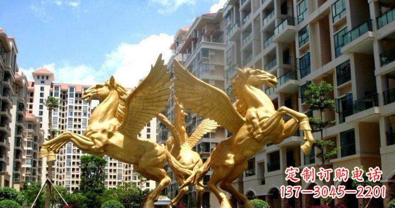 黄冈小区飞马动物铜雕