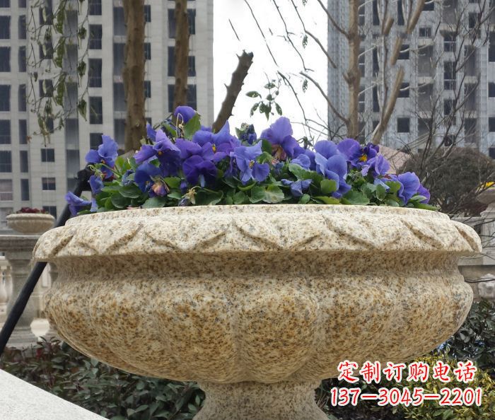 黄冈小区景观大理石花盆石雕
