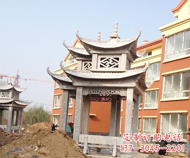 黄冈小区景观大理石凉亭石雕