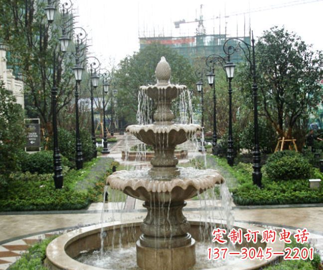 黄冈小区景观大理石喷泉石雕 (4)