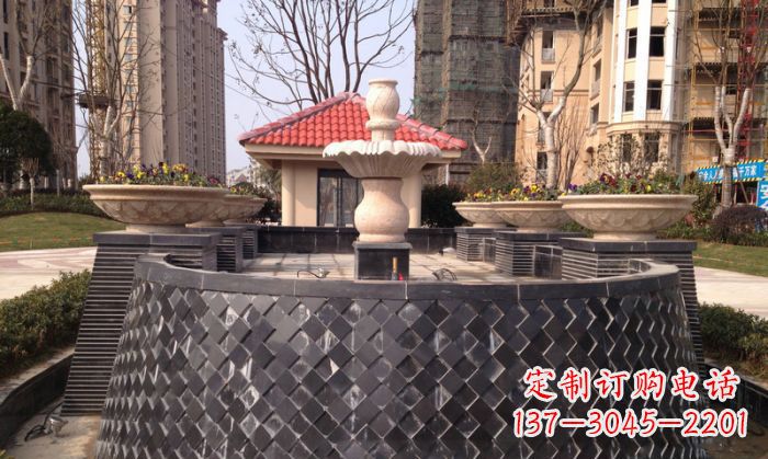 黄冈小区景观大理石喷泉石雕 (3)