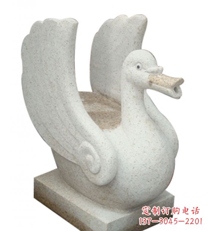 黄冈小区景观大理石天鹅喷泉石雕 (2)